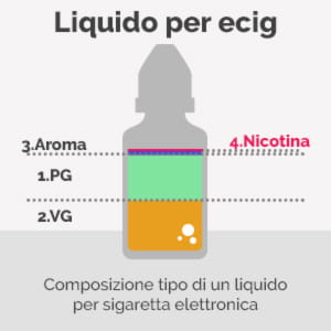 Composizione tipica di un liquido per sigaretta elettronica - Infografica Composizione tipica di un liquido per sigaretta elettronica - Infografica